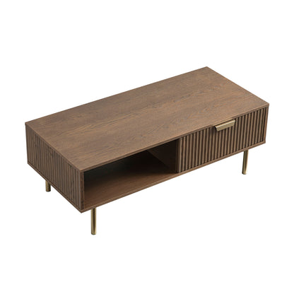 Table basse Richmond striée avec tiroir, frêne foncé