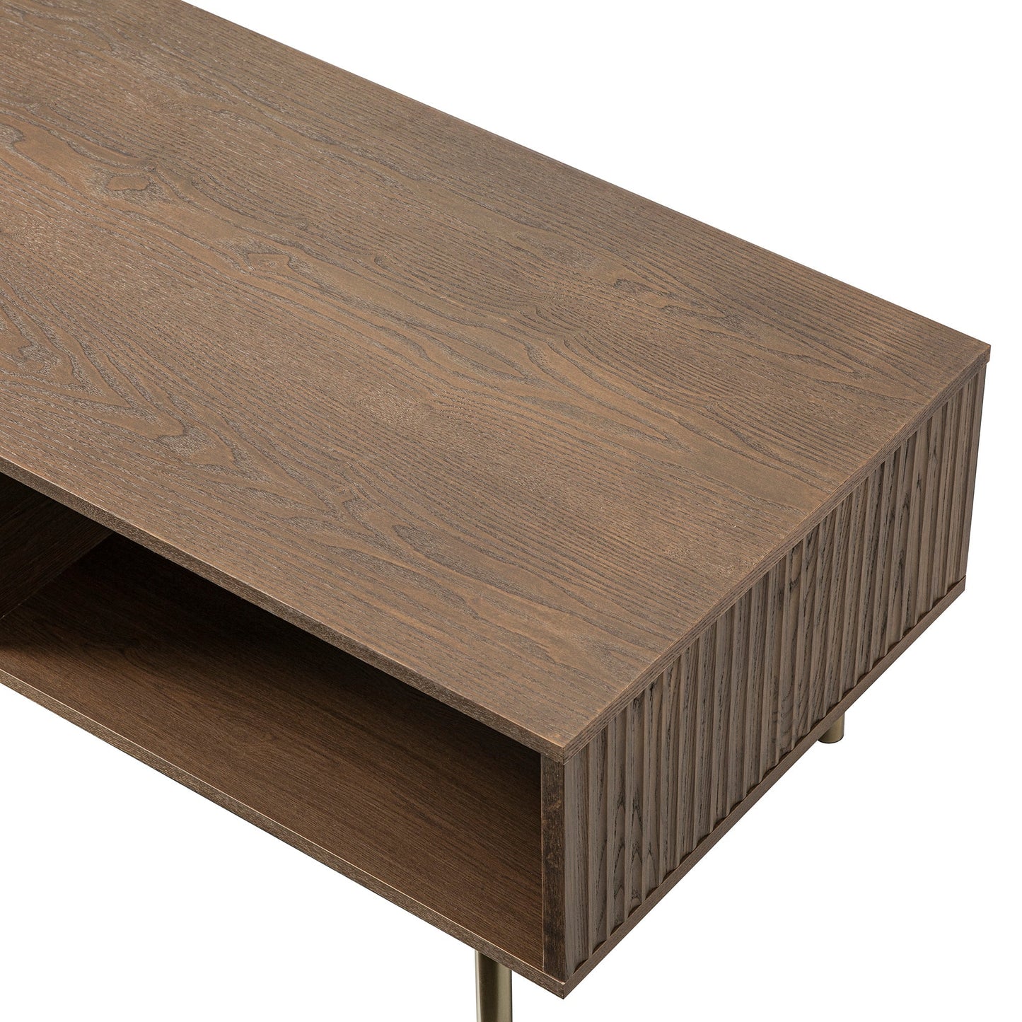 Table basse Richmond striée avec tiroir, frêne foncé