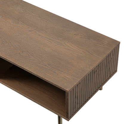 Table basse Richmond striée avec tiroir, frêne foncé