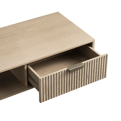 Table basse Richmond striée avec tiroir, frêne clair