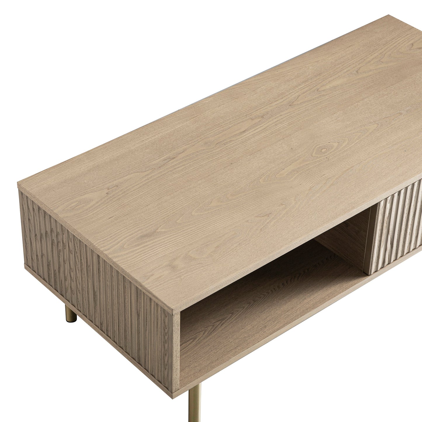 Table basse Richmond striée avec tiroir, frêne clair