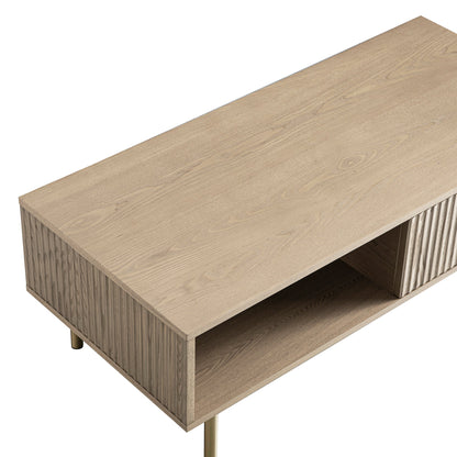 Table basse Richmond striée avec tiroir, frêne clair