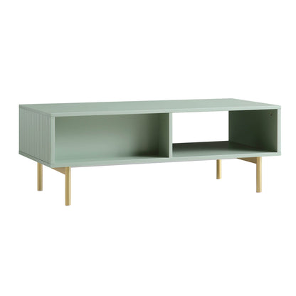 Table basse Richmond striée avec tiroir, vert sauge mat