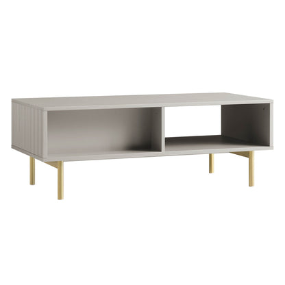 Table basse Richmond striée avec tiroir, taupe mat
