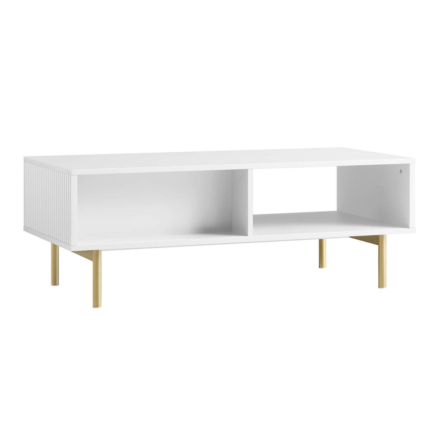 Table basse Richmond striée avec tiroir, blanc mat