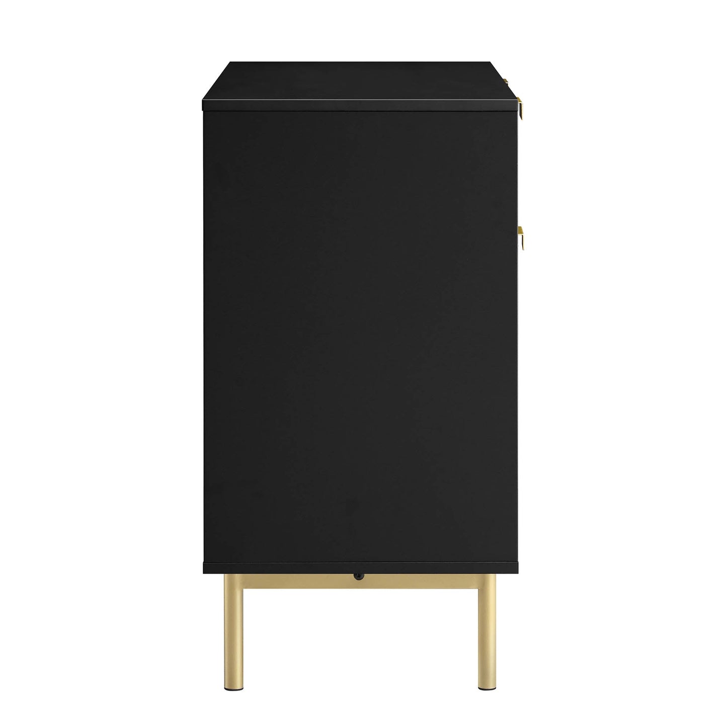 Armoire striée Richmond à 2 portes et tiroirs, noir mat
