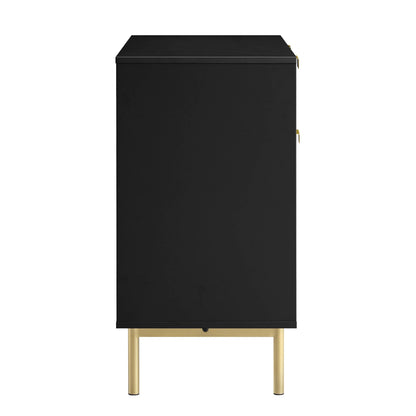 Armoire striée Richmond à 2 portes et tiroirs, noir mat