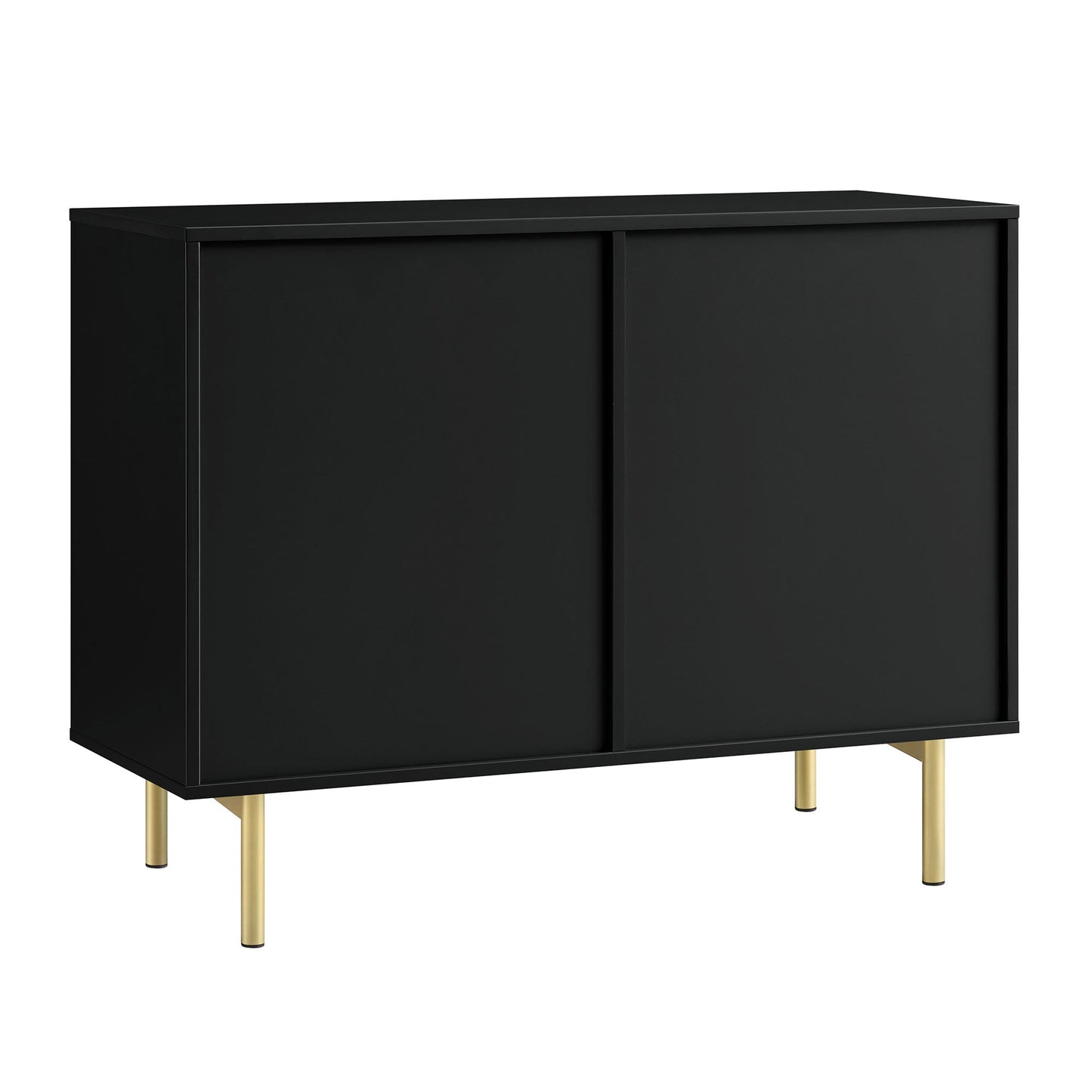 Armoire striée Richmond à 2 portes et tiroirs, noir mat
