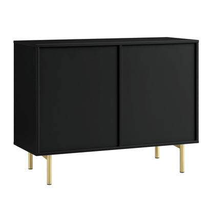 Armoire striée Richmond à 2 portes et tiroirs, noir mat
