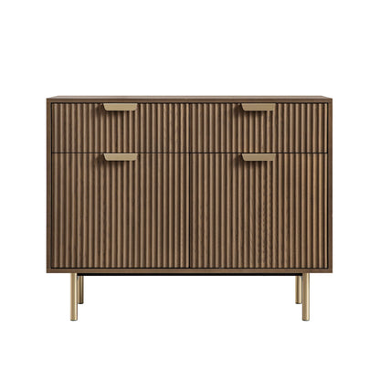 Armoire Richmond striée à 2 portes avec tiroirs, frêne foncé
