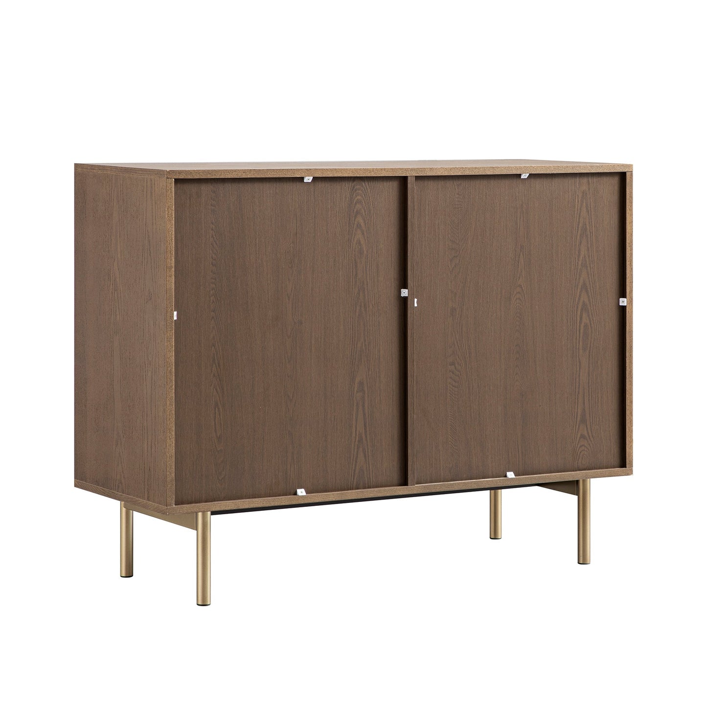 Armoire Richmond striée à 2 portes avec tiroirs, frêne foncé