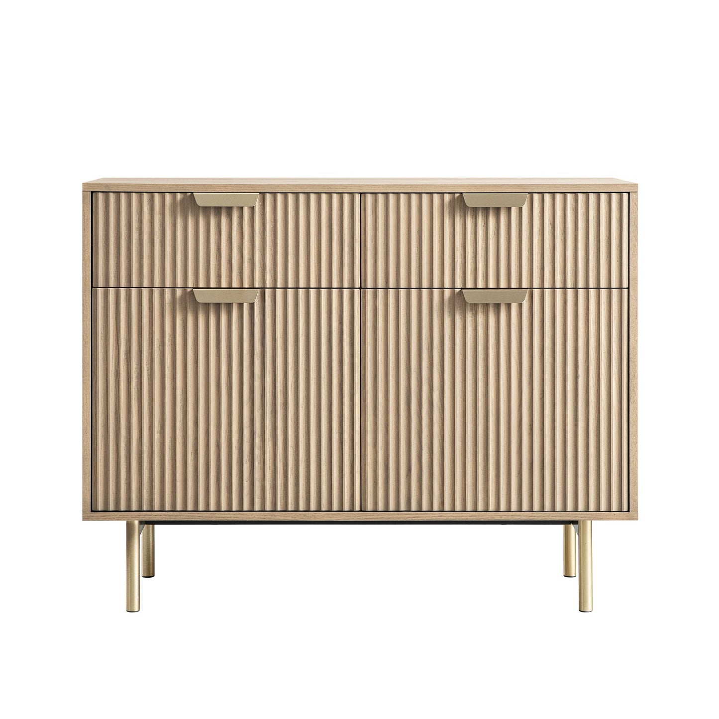 Armoire striée Richmond à 2 portes et tiroirs, frêne clair