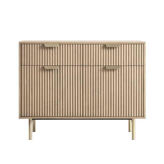 Armoire striée Richmond à 2 portes et tiroirs, frêne clair