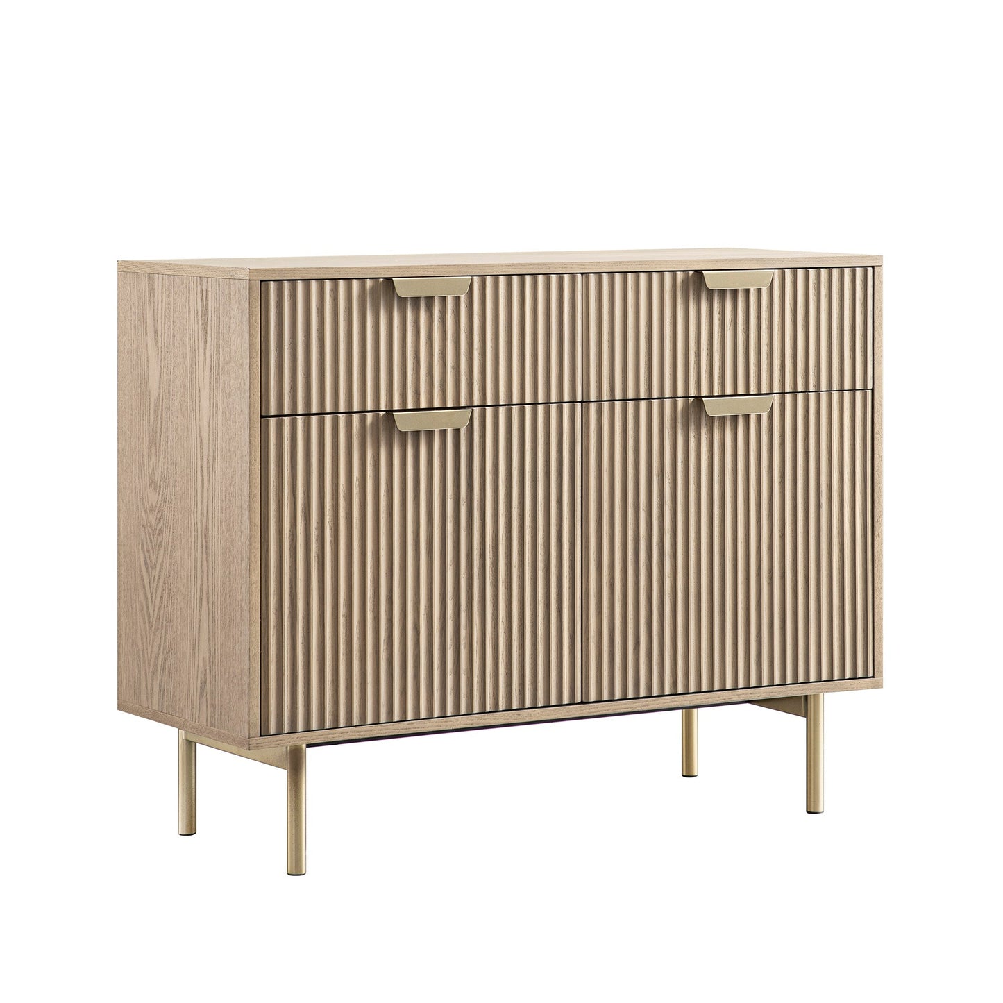 Armoire striée Richmond à 2 portes et tiroirs, frêne clair