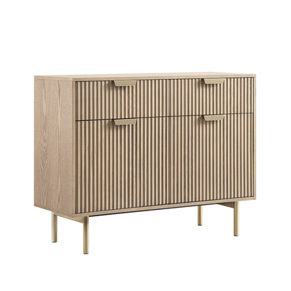 Armoire striée Richmond à 2 portes et tiroirs, frêne clair