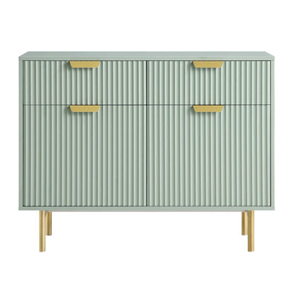 Armoire Richmond striée à 2 portes avec tiroirs, vert sauge mat