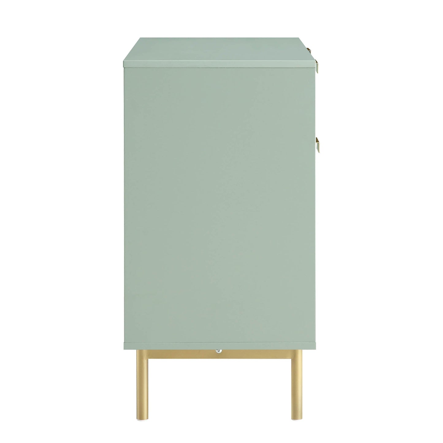 Armoire Richmond striée à 2 portes avec tiroirs, vert sauge mat