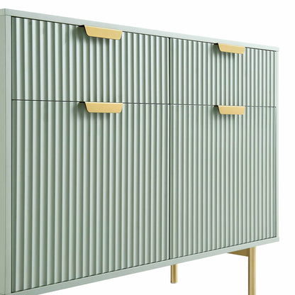 Armoire Richmond striée à 2 portes avec tiroirs, vert sauge mat
