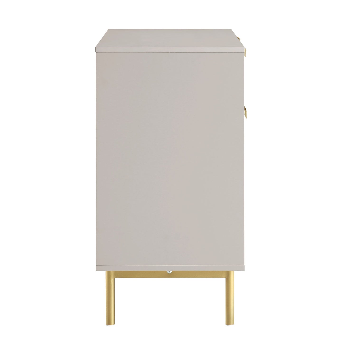 Armoire Richmond striée à 2 portes avec tiroirs, taupe mat