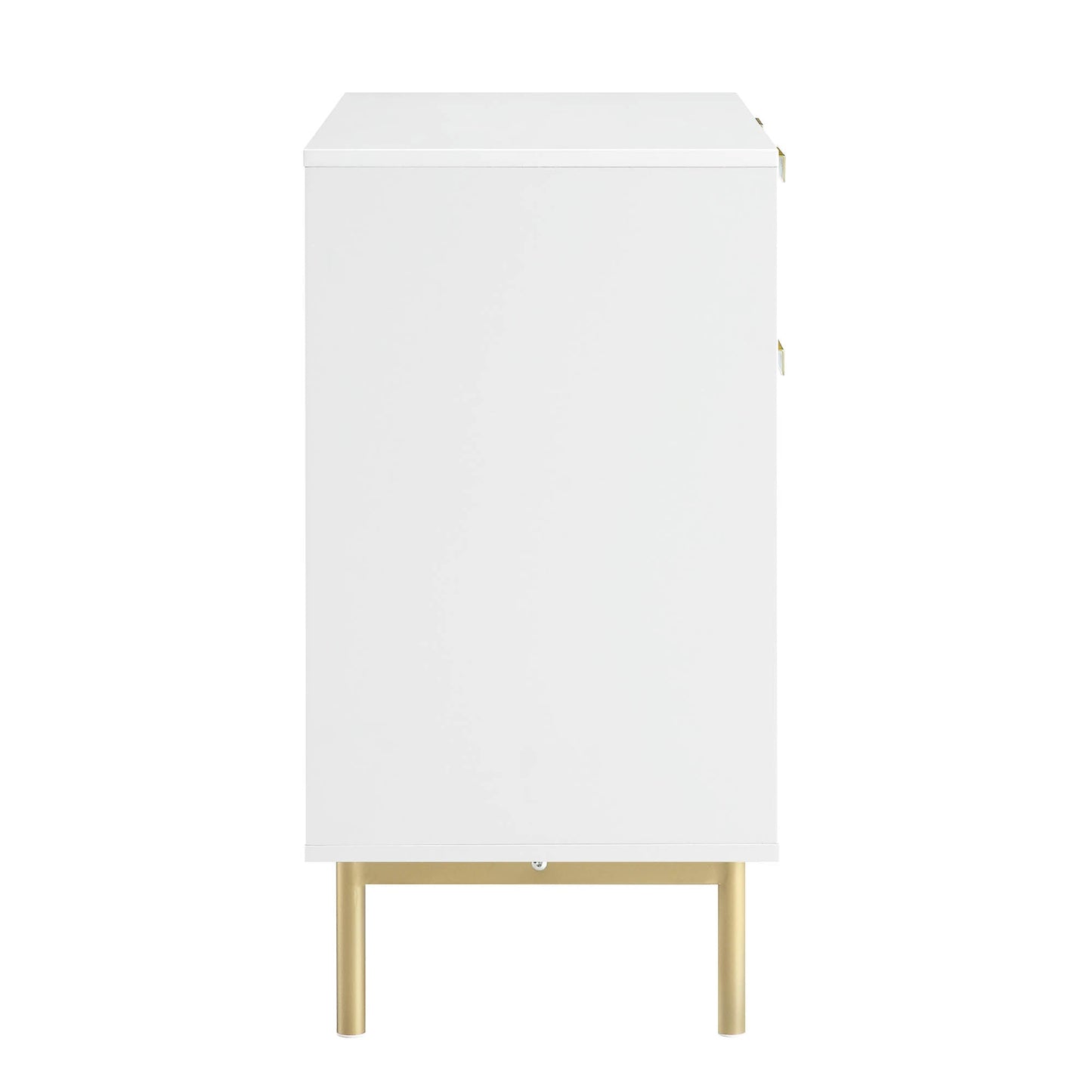 Armoire Richmond striée à 2 portes avec tiroirs, blanc mat
