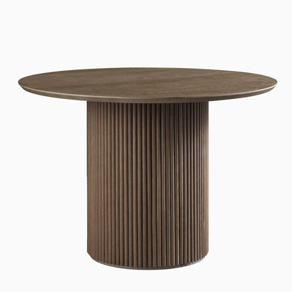 Table à manger ronde sur piédestal en chêne Maru, chêne argenté