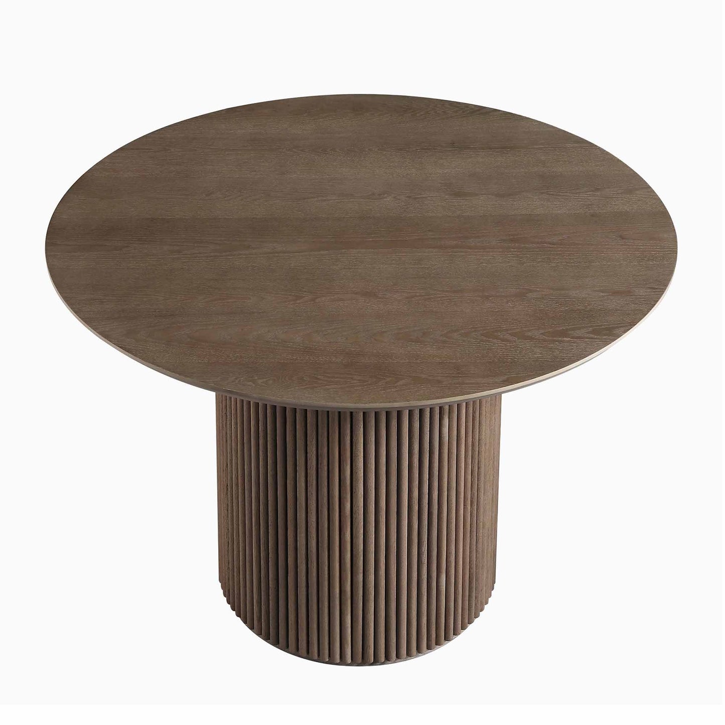 Table à manger ronde sur piédestal en chêne Maru, chêne argenté