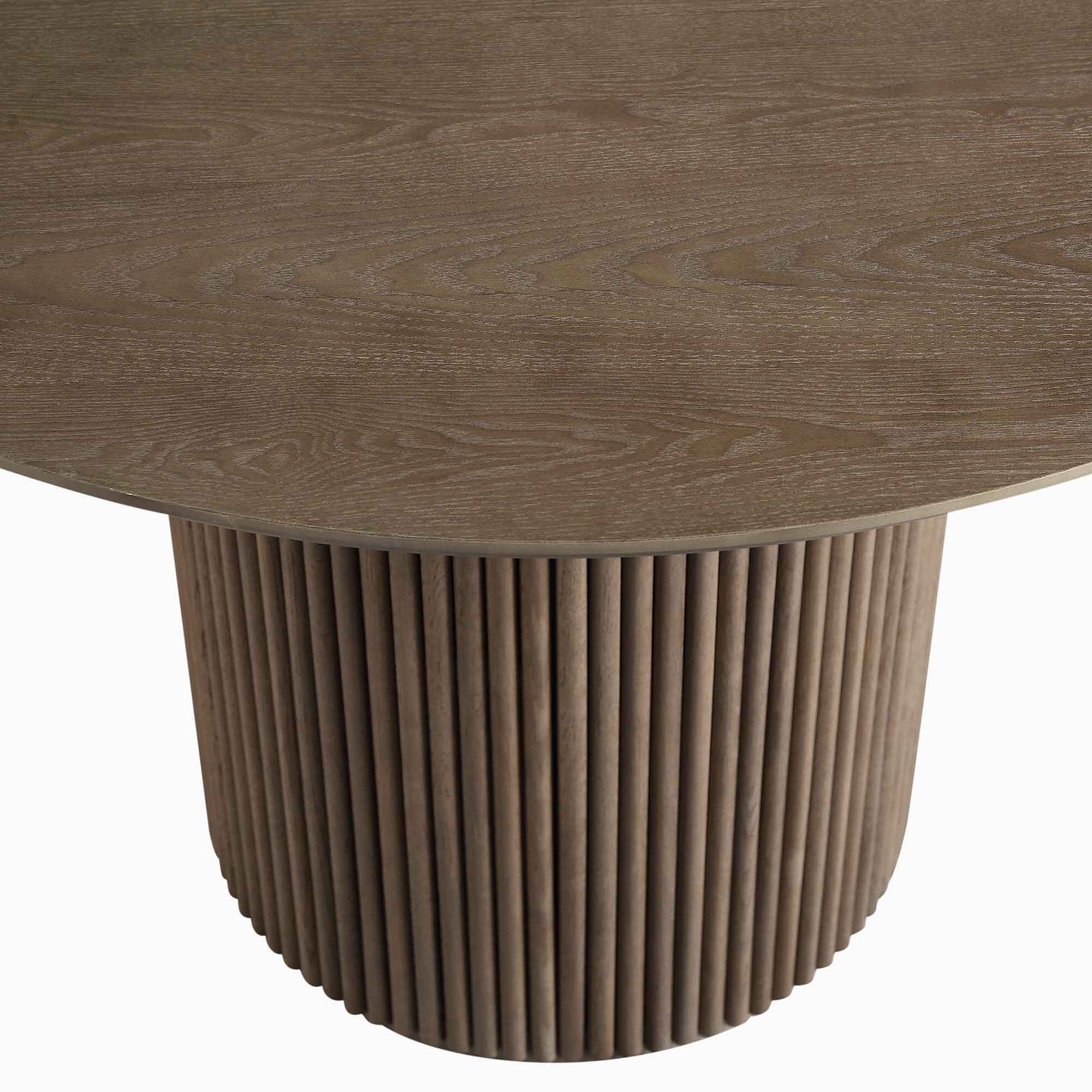 Table à manger ronde sur piédestal en chêne Maru, chêne argenté