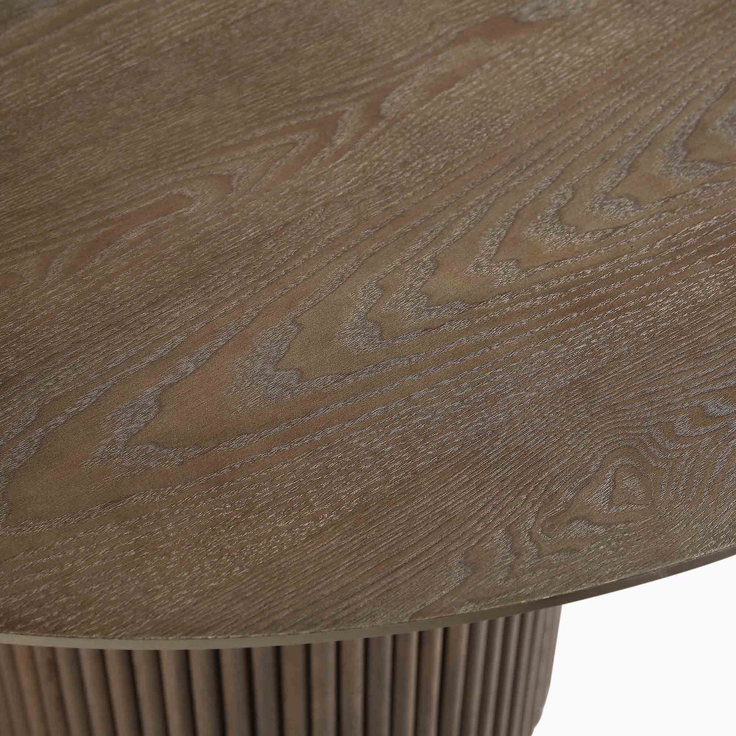 Table à manger ronde sur piédestal en chêne Maru, chêne argenté