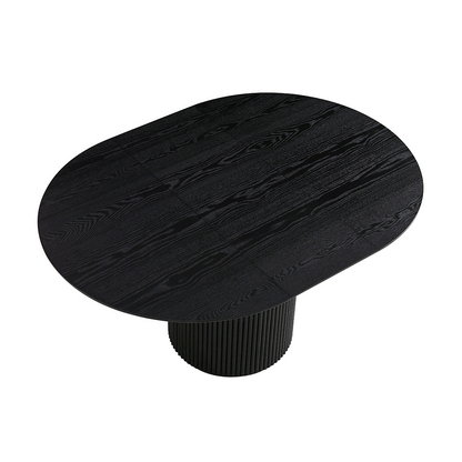 Table à manger ronde extensible Maru 4 à 6 places avec piédestal en chêne, noire