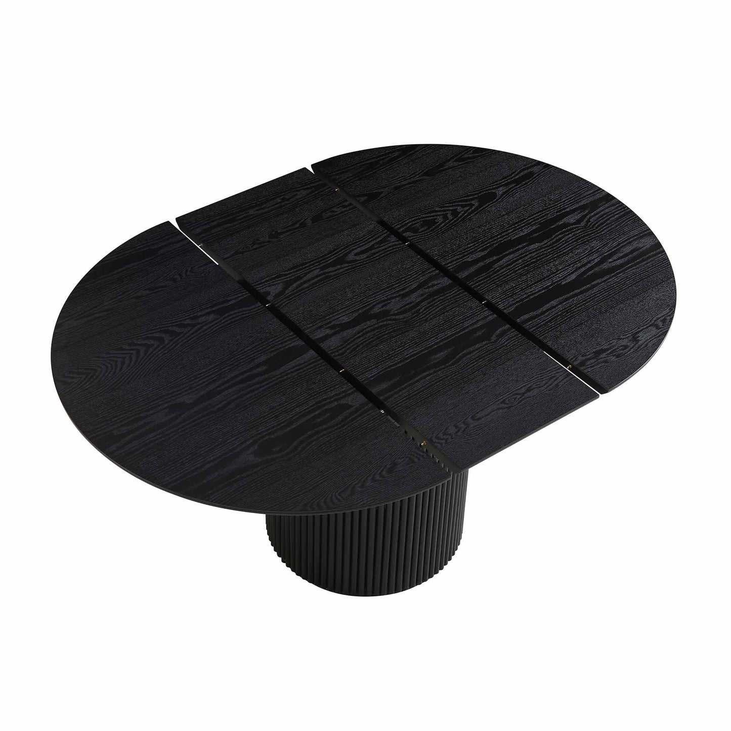 Table à manger ronde extensible Maru 4 à 6 places avec piédestal en chêne, noire