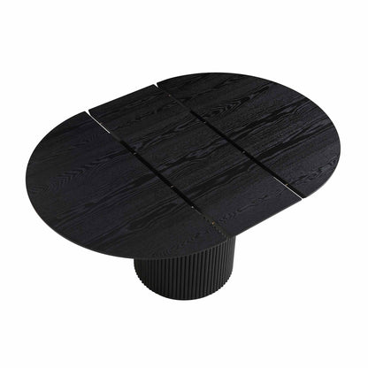 Table à manger ronde extensible Maru 4 à 6 places avec piédestal en chêne, noire