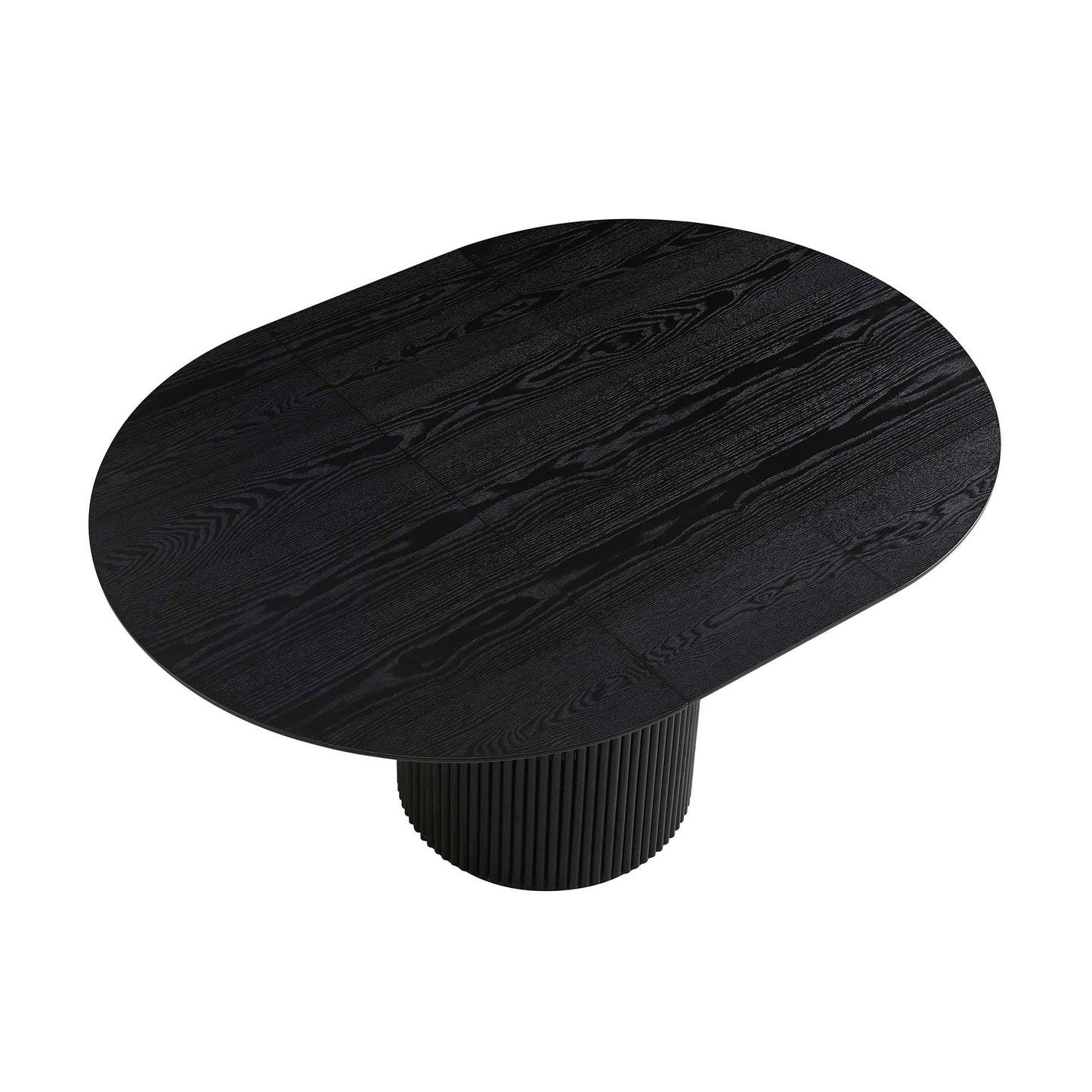 Table à manger ronde extensible Maru 4 à 6 places avec piédestal en chêne, noire