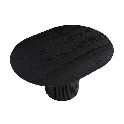Table à manger ronde extensible Maru 4 à 6 places avec piédestal en chêne, noire