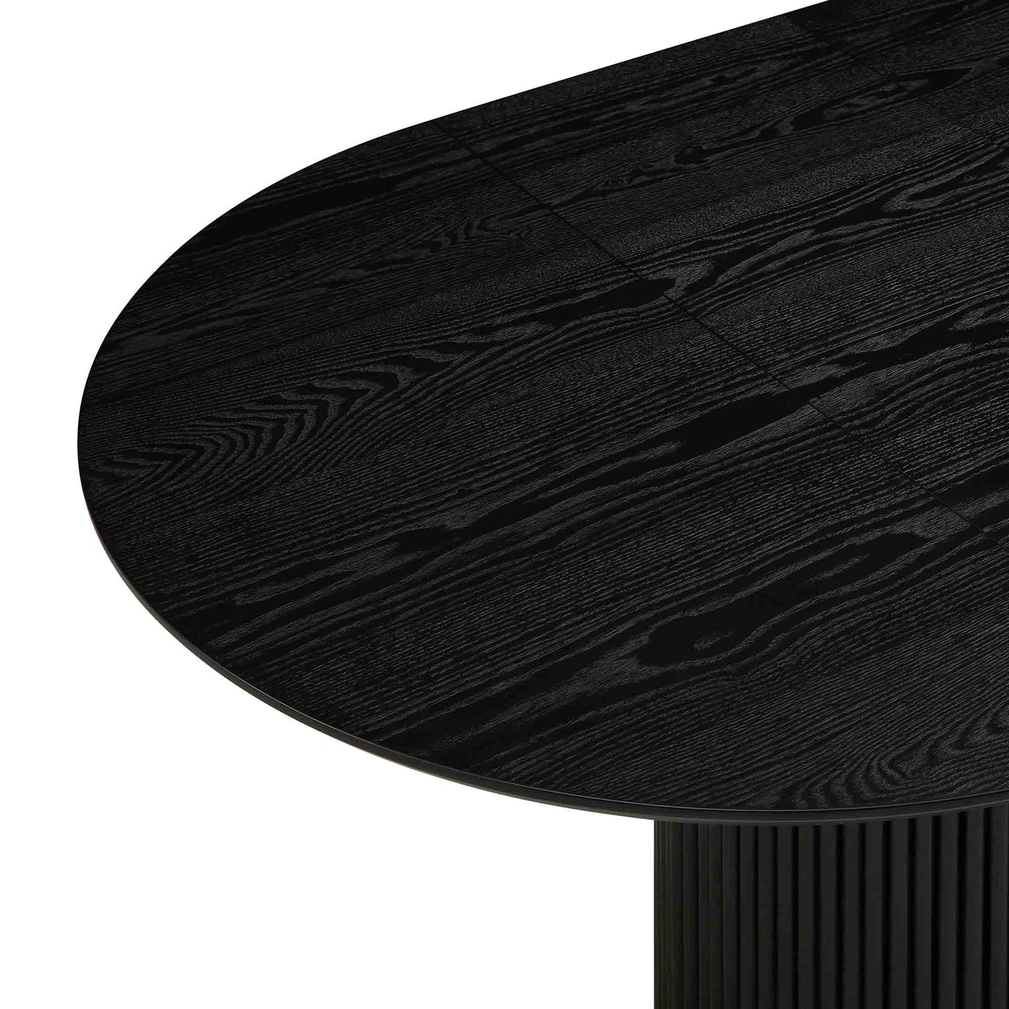 Table à manger ronde extensible Maru 4 à 6 places avec piédestal en chêne, noire
