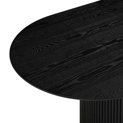 Table à manger ronde extensible Maru 4 à 6 places avec piédestal en chêne, noire