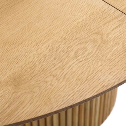 Table à manger ronde extensible Maru 4 à 6 places avec piédestal en chêne