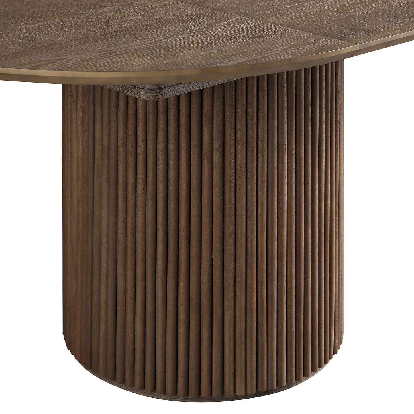 Table à manger ronde extensible Maru 4 à 6 places avec piédestal en chêne, chêne argenté