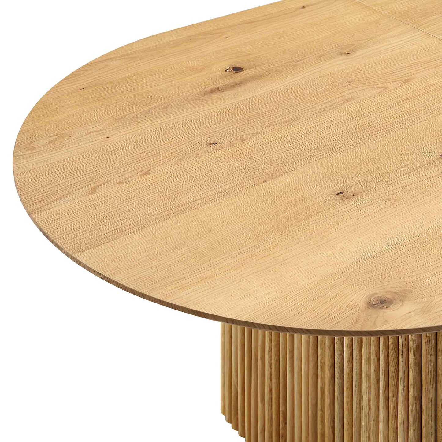 Table à manger ovale extensible Maru 6-8 places avec piédestal en chêne, chêne