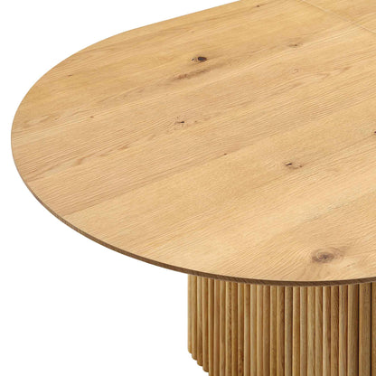 Table à manger ovale extensible Maru 6-8 places avec piédestal en chêne, chêne