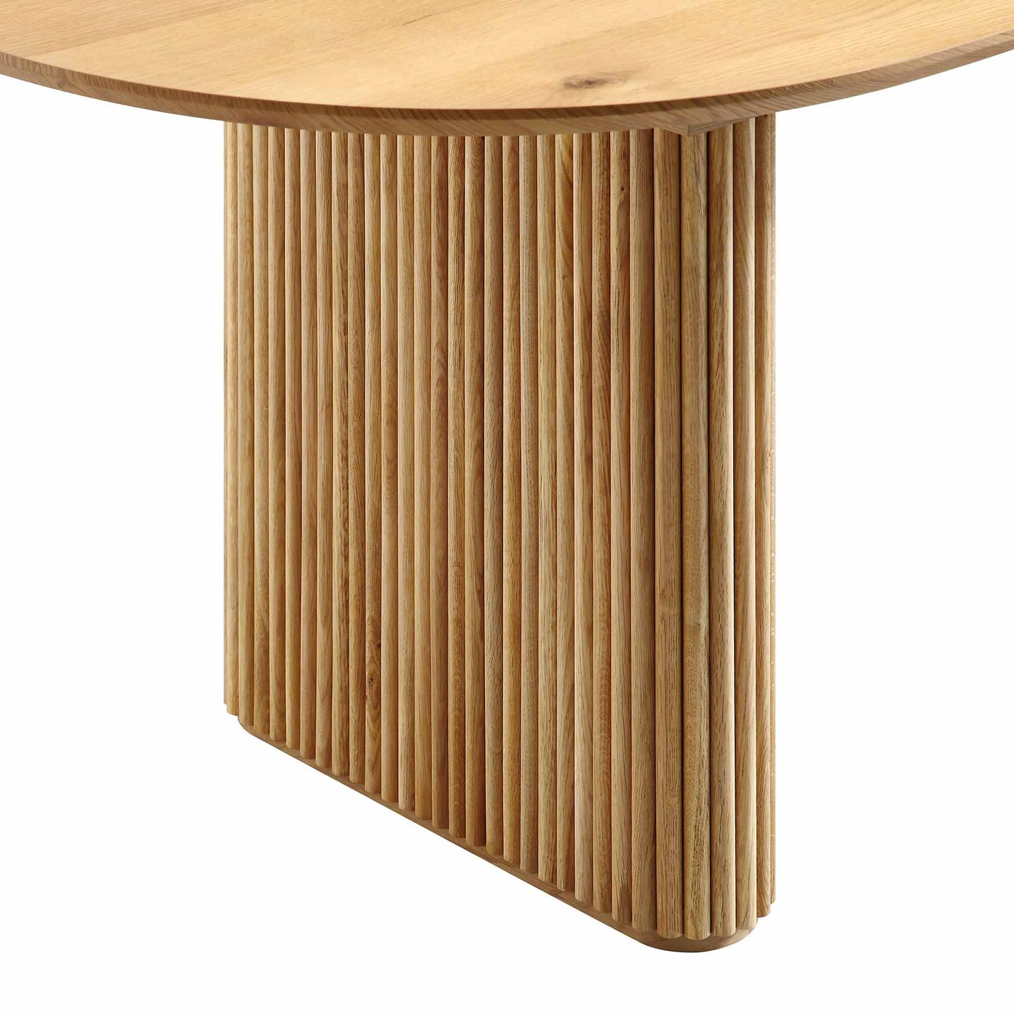 Table à manger ovale extensible Maru 6-8 places avec piédestal en chêne, chêne