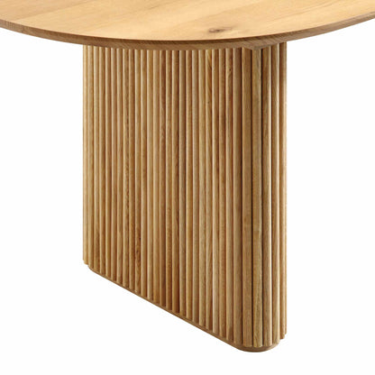 Table à manger ovale extensible Maru 6-8 places avec piédestal en chêne, chêne