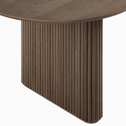 Table à manger ovale extensible Maru 6 à 8 places, chêne argenté
