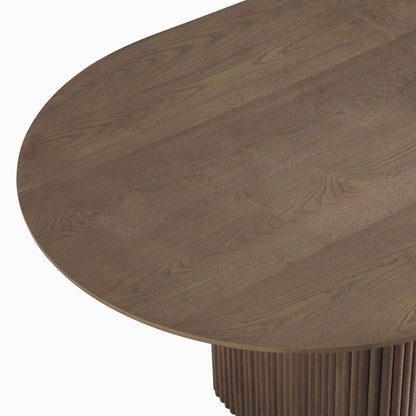 Table à manger ovale extensible Maru 6 à 8 places, chêne argenté