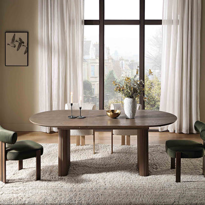 Table à manger ovale extensible Maru 6 à 8 places, chêne argenté