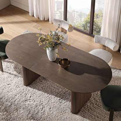 Table à manger ovale extensible Maru 6 à 8 places, chêne argenté