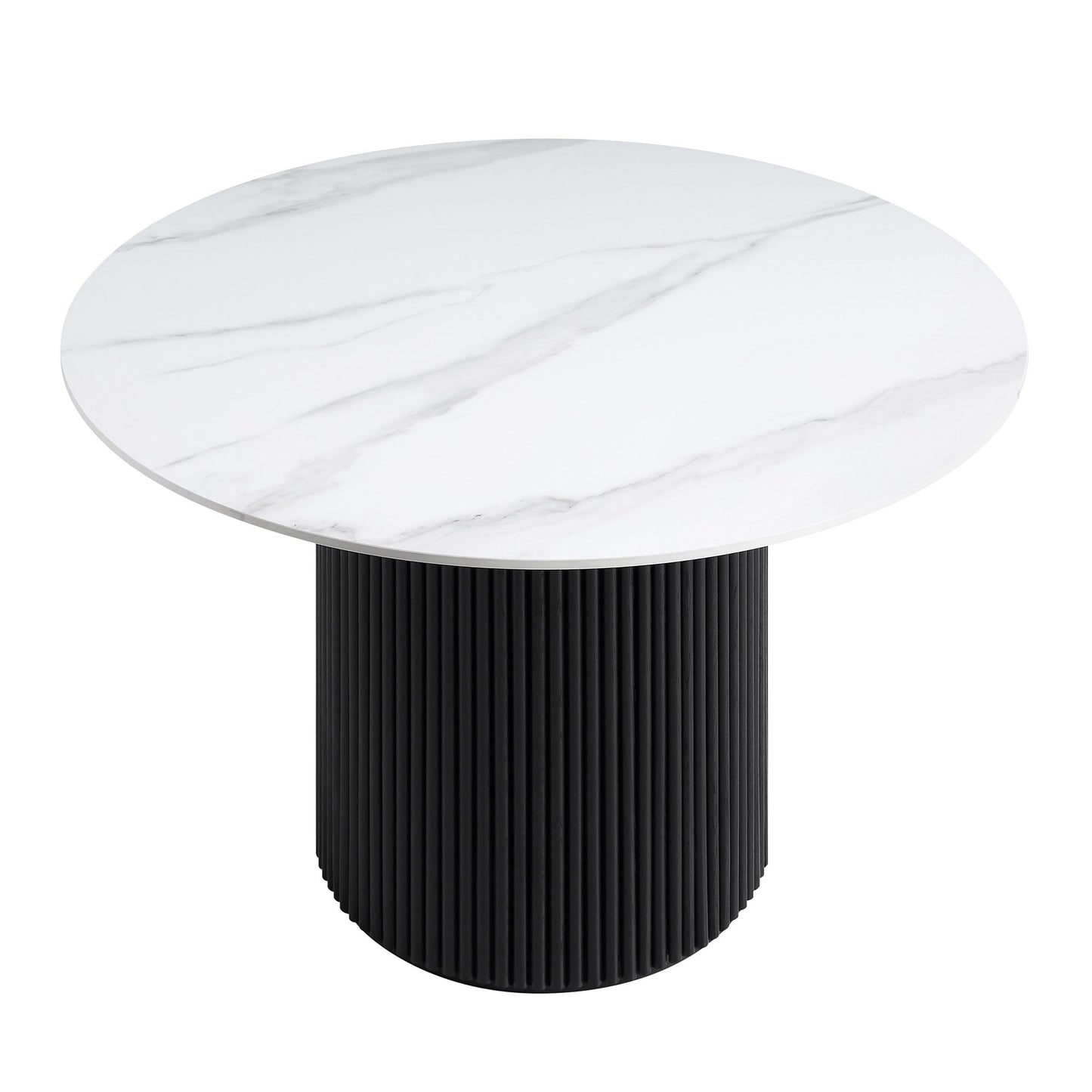 Table à manger ronde Maru avec plateau en céramique noir