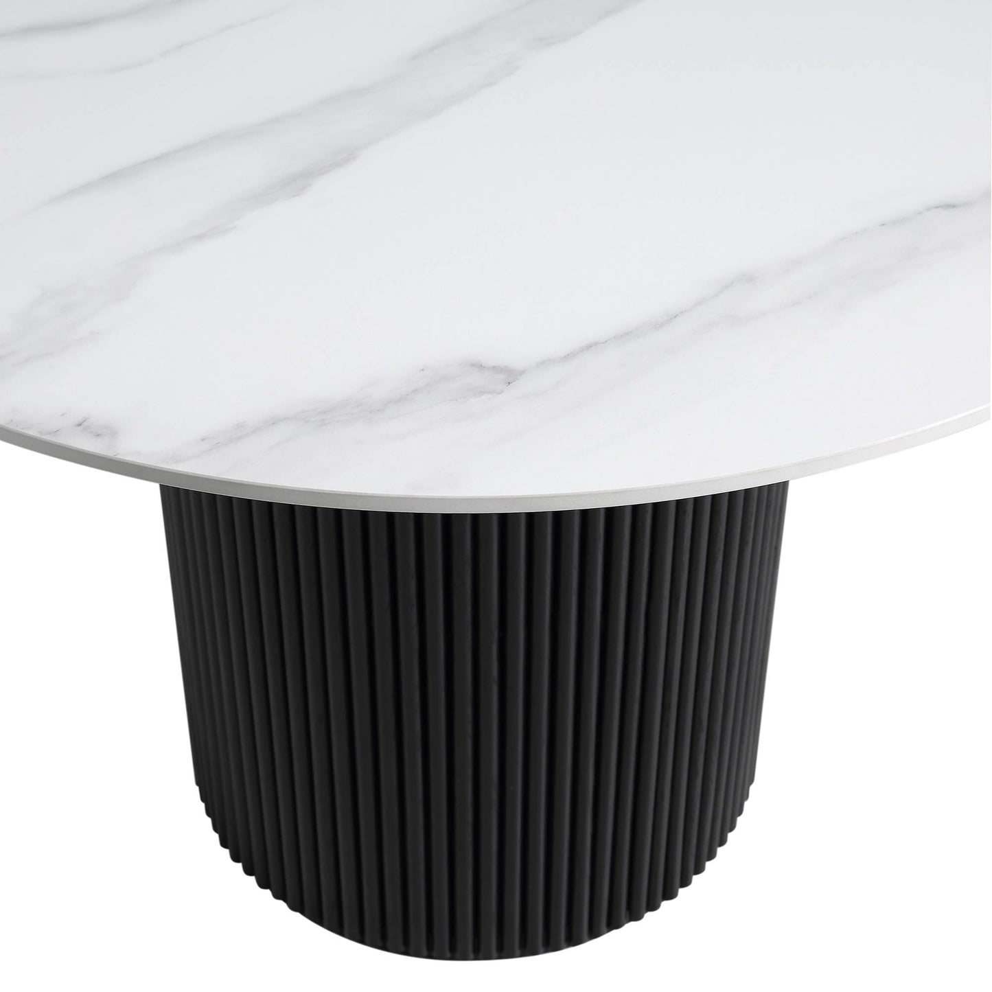 Table à manger ronde Maru avec plateau en céramique noir