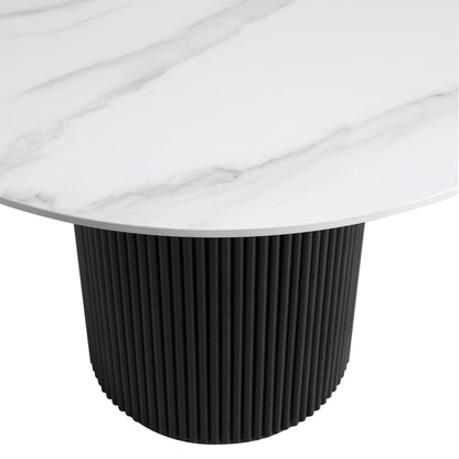 Table à manger ronde Maru avec plateau en céramique noir