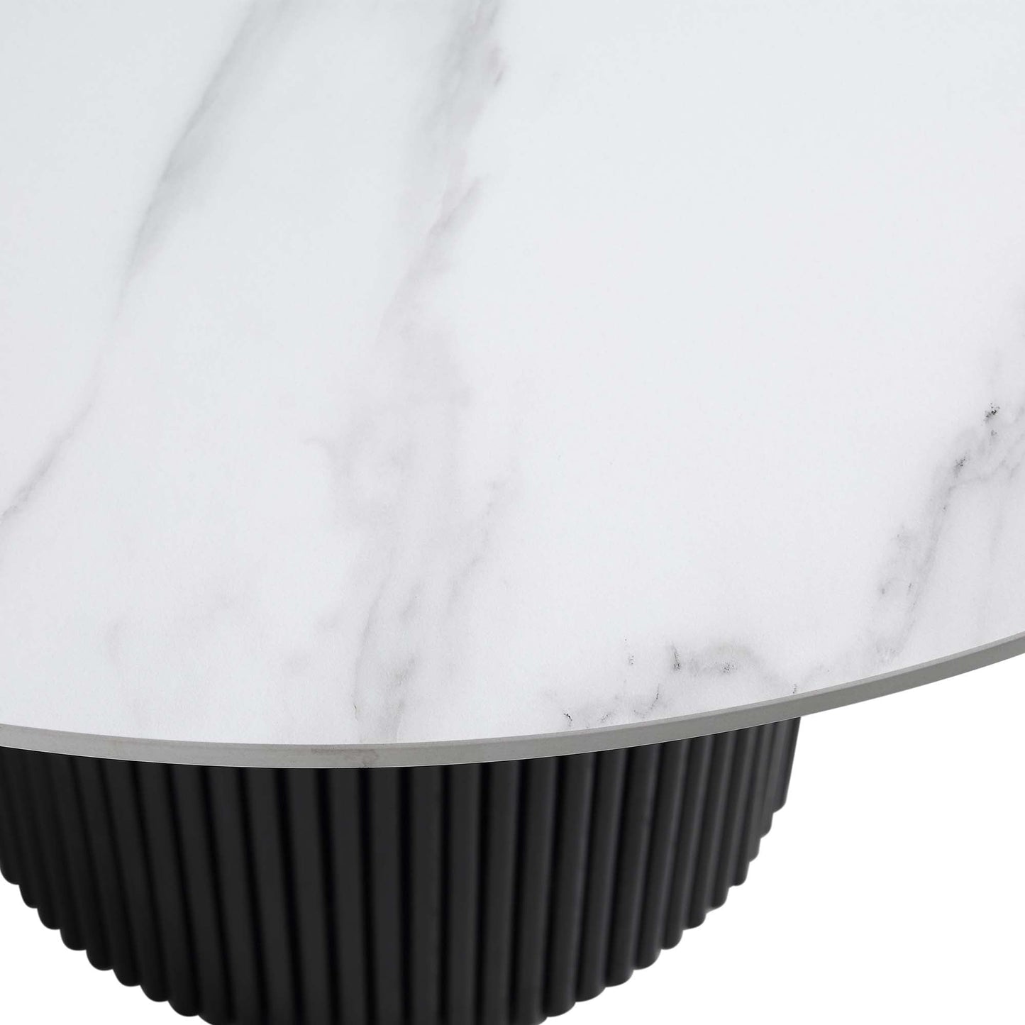 Table à manger ronde Maru avec plateau en céramique noir