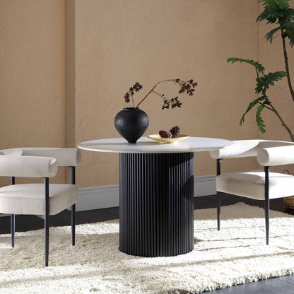 Table à manger ronde Maru avec plateau en céramique noir